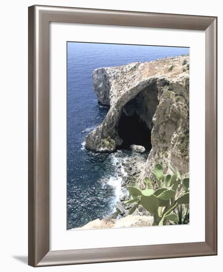 View of Natural Bridge and Boat, Blue Grotto, Malta-Peter Thompson-Framed Photographic Print