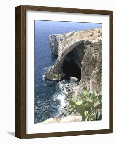 View of Natural Bridge and Boat, Blue Grotto, Malta-Peter Thompson-Framed Photographic Print