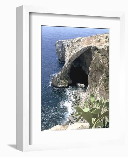 View of Natural Bridge and Boat, Blue Grotto, Malta-Peter Thompson-Framed Photographic Print