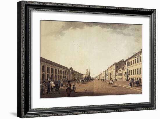 View of Nevsky Prospekt Near the Gostiny Dvor in Saint Petersburg, 1799-Benjamin Paterssen-Framed Giclee Print