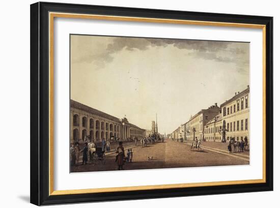 View of Nevsky Prospekt Near the Gostiny Dvor in Saint Petersburg, 1799-Benjamin Paterssen-Framed Giclee Print