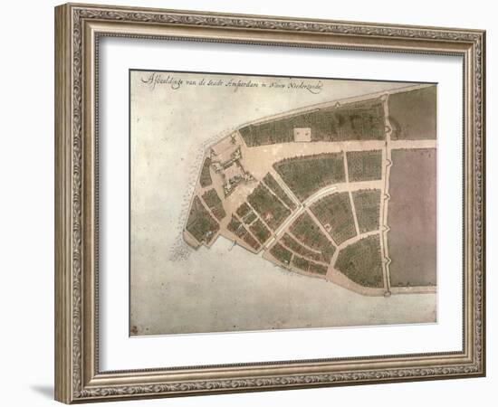 View of New Amsterdam, Costello Plan, 1660-Jacques Cortelyou-Framed Giclee Print