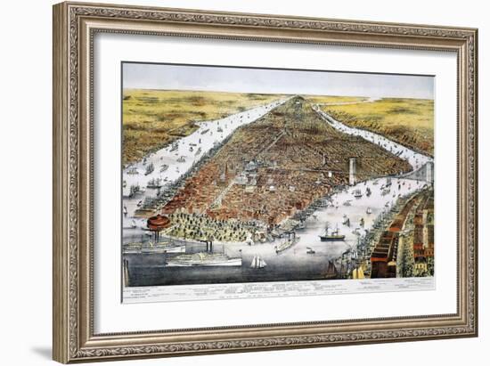 View of New York, 1876-Currier & Ives-Framed Giclee Print