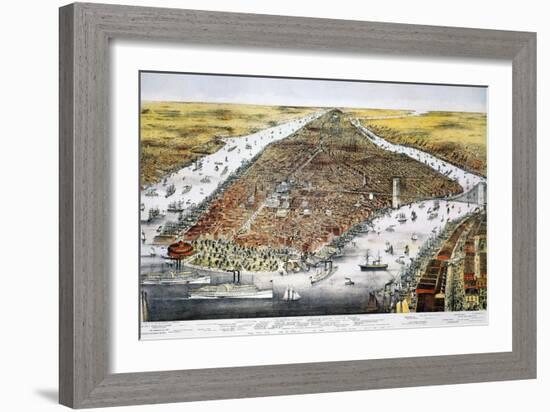 View of New York, 1876-Currier & Ives-Framed Giclee Print