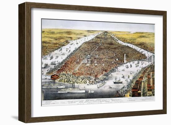 View of New York, 1876-Currier & Ives-Framed Giclee Print