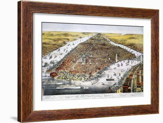 View of New York, 1876-Currier & Ives-Framed Giclee Print