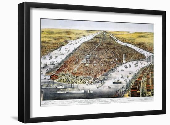 View of New York, 1876-Currier & Ives-Framed Giclee Print