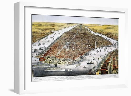 View of New York, 1876-Currier & Ives-Framed Giclee Print