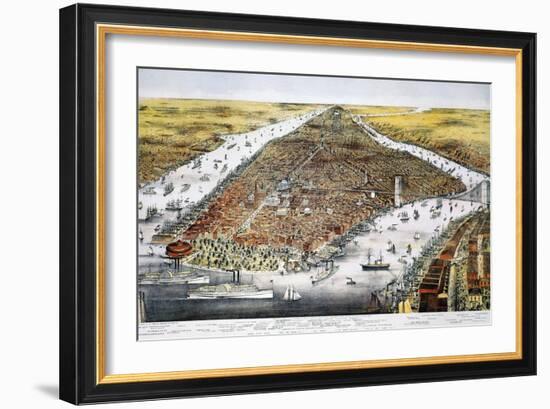 View of New York, 1876-Currier & Ives-Framed Giclee Print