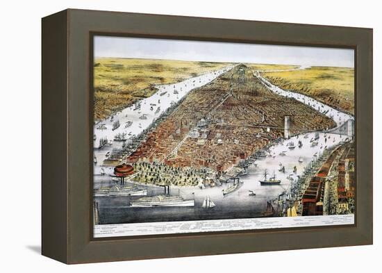 View of New York, 1876-Currier & Ives-Framed Premier Image Canvas