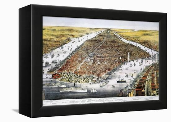 View of New York, 1876-Currier & Ives-Framed Premier Image Canvas