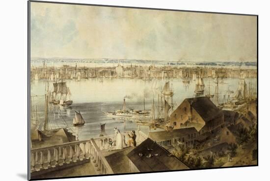 View of New York from Brooklyn Heights-John William Hill-Mounted Art Print