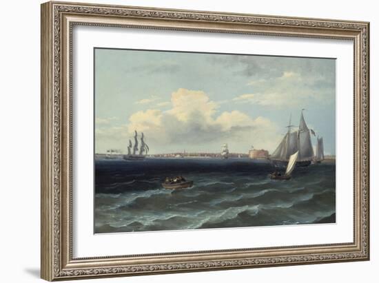 View of New York Harbor-Thomas Birch-Framed Giclee Print