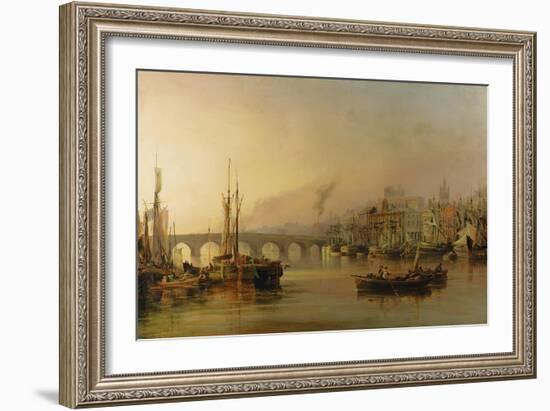 View of Newcastle from the River Tyne, with Shipping in the Foreground, 1831-Thomas Miles Richardson-Framed Giclee Print
