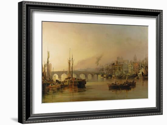 View of Newcastle from the River Tyne, with Shipping in the Foreground, 1831-Thomas Miles Richardson-Framed Giclee Print