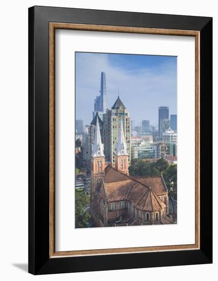 View of Notre Dame Cathedral and City Skyline, Ho Chi Minh City, Vietnam, Indochina-Ian Trower-Framed Photographic Print