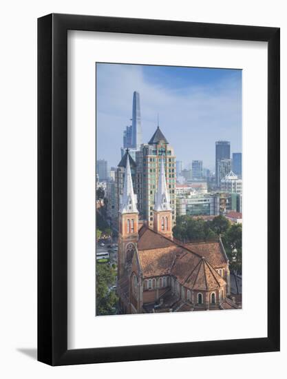 View of Notre Dame Cathedral and City Skyline, Ho Chi Minh City, Vietnam, Indochina-Ian Trower-Framed Photographic Print