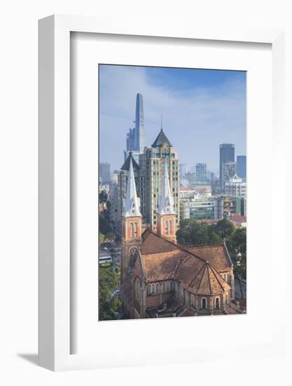 View of Notre Dame Cathedral and City Skyline, Ho Chi Minh City, Vietnam, Indochina-Ian Trower-Framed Photographic Print