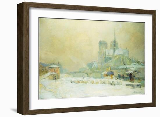 View of Notre Dame, Paris, from the Quai De La Tournelle: Snow Effect; Notre Dame De Paris, Vue…-Albert-Charles Lebourg-Framed Giclee Print