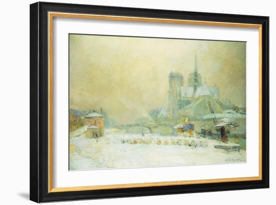 View of Notre Dame, Paris, from the Quai De La Tournelle: Snow Effect; Notre Dame De Paris, Vue…-Albert-Charles Lebourg-Framed Giclee Print