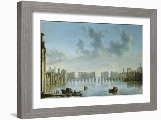 View of Old London Bridge from the West-Claude de Jongh-Framed Giclee Print