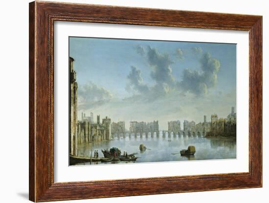 View of Old London Bridge from the West-Claude de Jongh-Framed Giclee Print