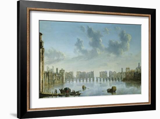 View of Old London Bridge from the West-Claude de Jongh-Framed Giclee Print