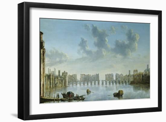 View of Old London Bridge from the West-Claude de Jongh-Framed Giclee Print