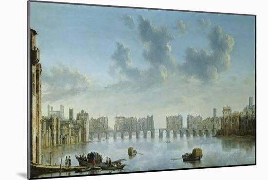 View of Old London Bridge from the West-Claude de Jongh-Mounted Giclee Print