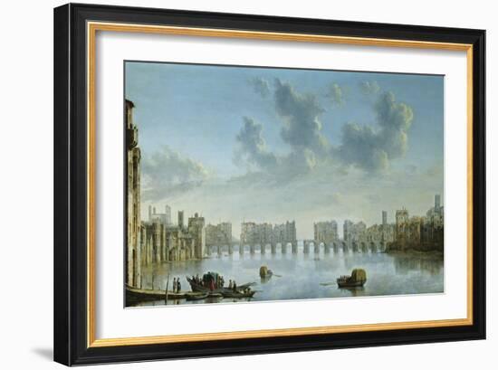 View of Old London Bridge from the West-Claude de Jongh-Framed Giclee Print