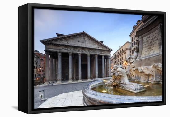 View of Old Pantheon a Circular Building with a Portico of Granite Corinthian Columns and Fountains-Roberto Moiola-Framed Premier Image Canvas