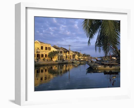 View of Old Town and Fishing Boats Along Thu Bon River, Hoi An, UNESCO World Heritage Site, South C-Stuart Black-Framed Photographic Print