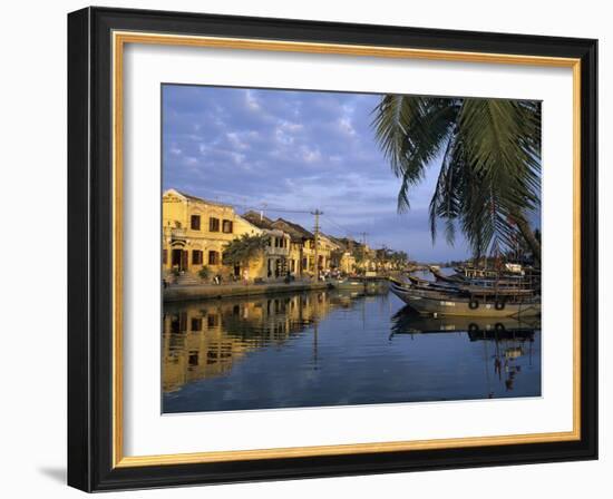 View of Old Town and Fishing Boats Along Thu Bon River, Hoi An, UNESCO World Heritage Site, South C-Stuart Black-Framed Photographic Print