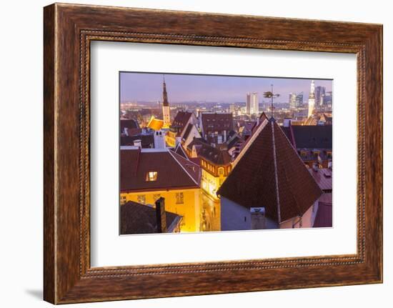 View of Old Town at Dusk, from Toompea, Tallinn, Estonia-Peter Adams-Framed Photographic Print