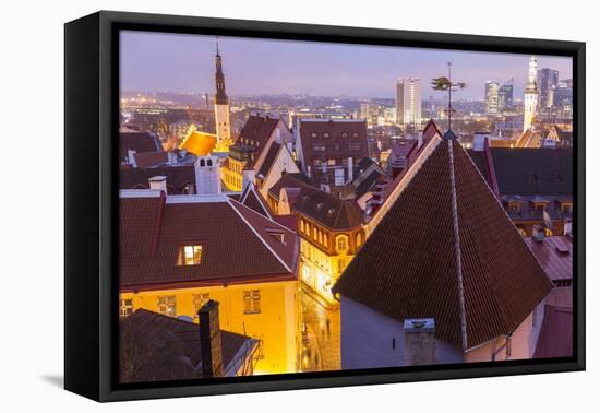 View of Old Town at Dusk, from Toompea, Tallinn, Estonia-Peter Adams-Framed Premier Image Canvas