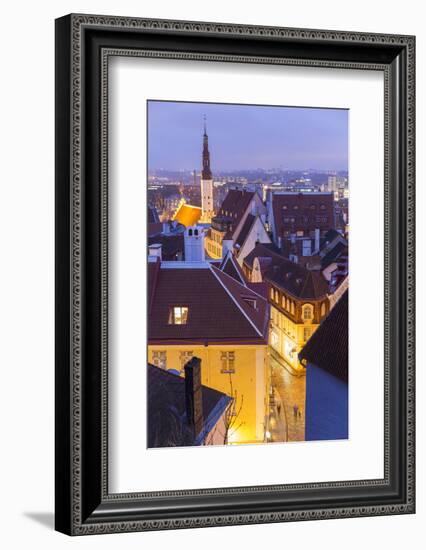 View of Old Town at Dusk, from Toompea, Tallinn, Estonia-Peter Adams-Framed Photographic Print