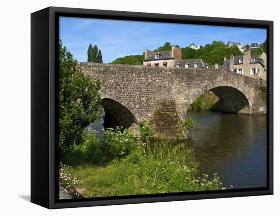 View of Old Town Houses and Old Bridge over Rance River, Dinan, Cotes D'Armor, Brittany, France-Guy Thouvenin-Framed Premier Image Canvas