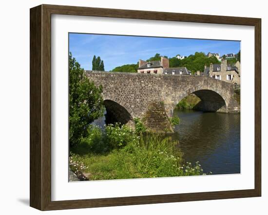 View of Old Town Houses and Old Bridge over Rance River, Dinan, Cotes D'Armor, Brittany, France-Guy Thouvenin-Framed Photographic Print