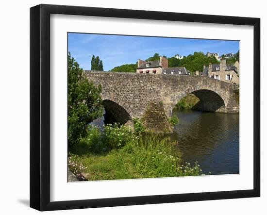View of Old Town Houses and Old Bridge over Rance River, Dinan, Cotes D'Armor, Brittany, France-Guy Thouvenin-Framed Photographic Print