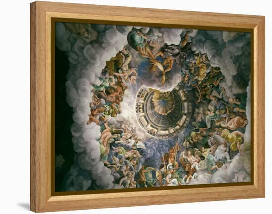 View of Olympus, Home of the Gods, Fresco in the Room of the Giants-Giulio Romano-Framed Premier Image Canvas