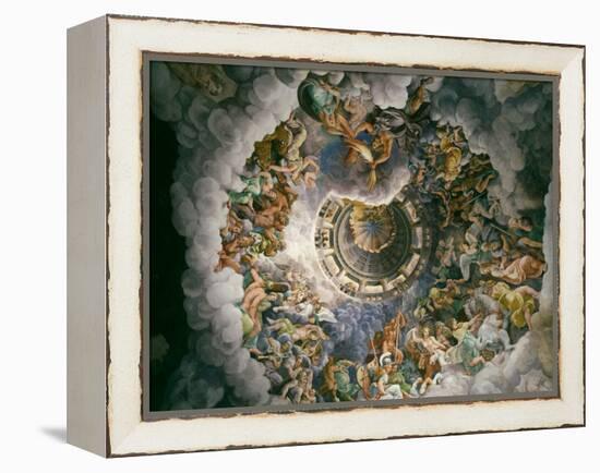 View of Olympus, Home of the Gods, Fresco in the Room of the Giants-Giulio Romano-Framed Premier Image Canvas