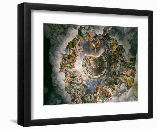 View of Olympus, Home of the Gods, Fresco in the Room of the Giants-Giulio Romano-Framed Giclee Print