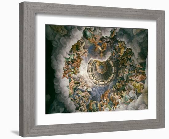 View of Olympus, Home of the Gods, Fresco in the Room of the Giants-Giulio Romano-Framed Giclee Print