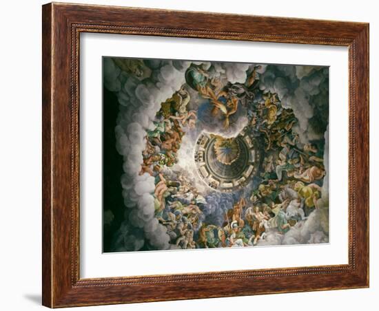 View of Olympus, Home of the Gods, Fresco in the Room of the Giants-Giulio Romano-Framed Giclee Print