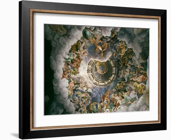 View of Olympus, Home of the Gods, Fresco in the Room of the Giants-Giulio Romano-Framed Giclee Print