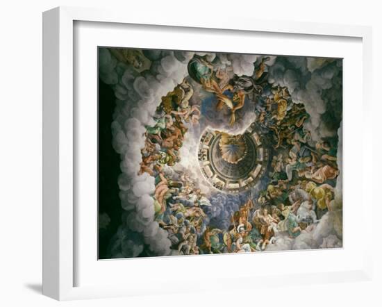 View of Olympus, Home of the Gods, Fresco in the Room of the Giants-Giulio Romano-Framed Giclee Print