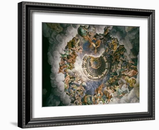 View of Olympus, Home of the Gods, Fresco in the Room of the Giants-Giulio Romano-Framed Giclee Print