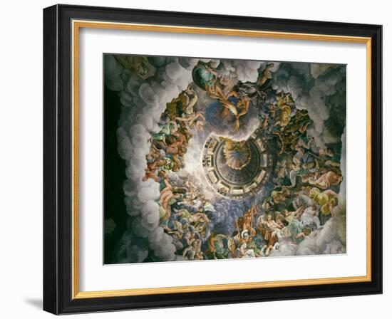 View of Olympus, Home of the Gods, Fresco in the Room of the Giants-Giulio Romano-Framed Giclee Print