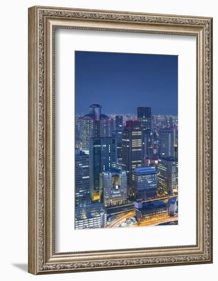 View of Osaka at Dusk, Kansai, Japan-Ian Trower-Framed Photographic Print