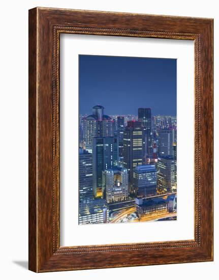 View of Osaka at Dusk, Kansai, Japan-Ian Trower-Framed Photographic Print